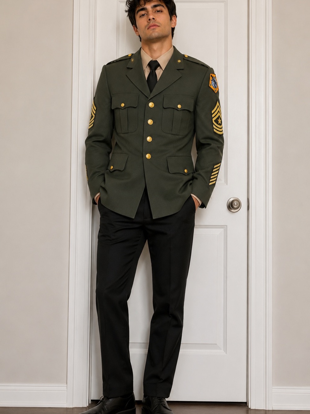 Men's Olive Green Military-Style army Jacket size 42R